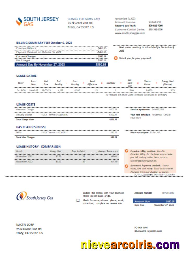 New Jersey Gas utility business bill